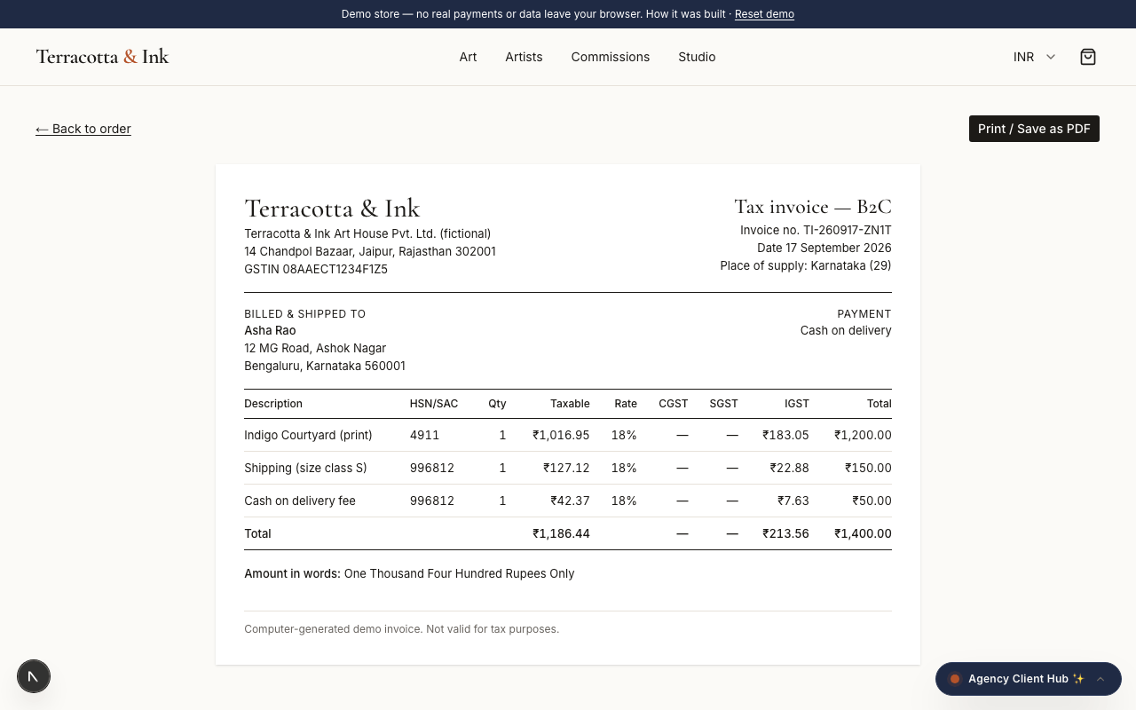 GST invoice preview