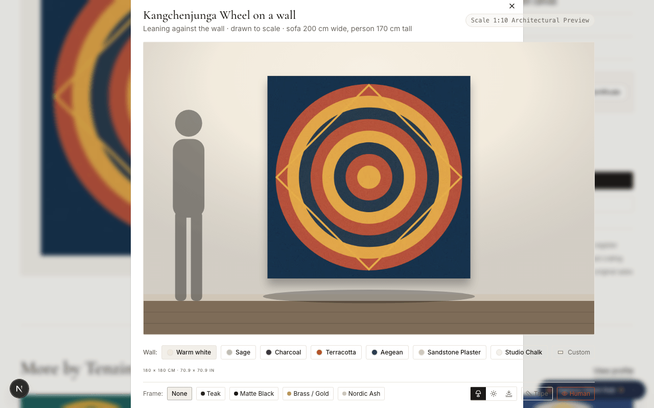 Artwork shown in the view on wall tool